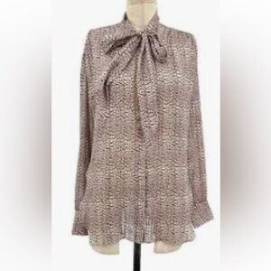 Reiss Kelsie tie neck with metallic gold thread